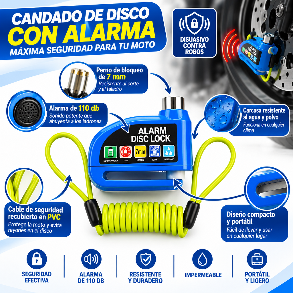 Candado para Disco de Moto con Alarma 110dB-1
