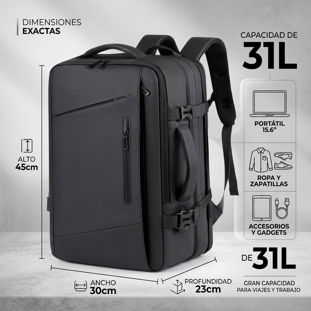 Mochila de Viaje 31L Notebook 15 6 con Puerto USB-1