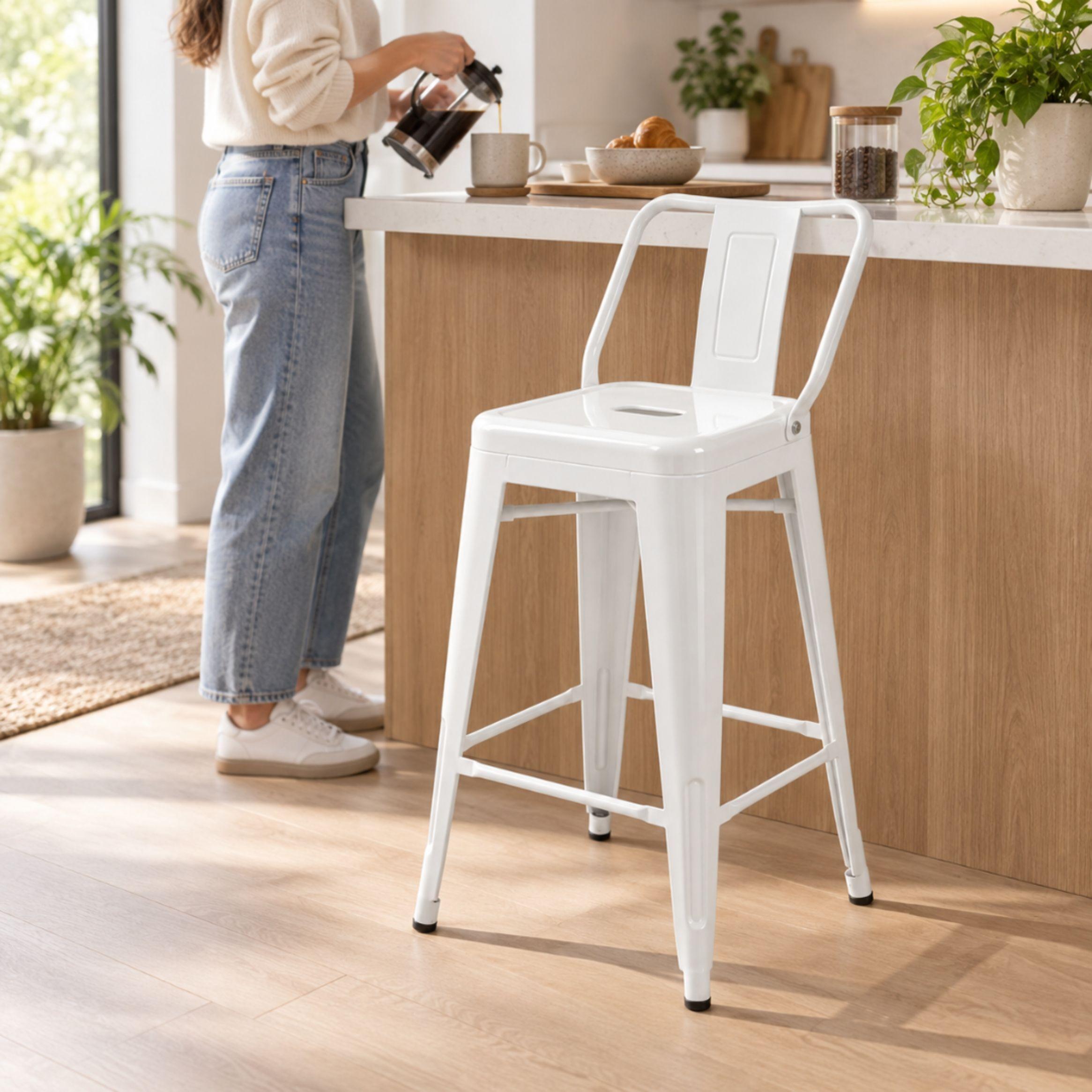 Piso Bar Metalico Silla Tolix Blanco 76 cm-1