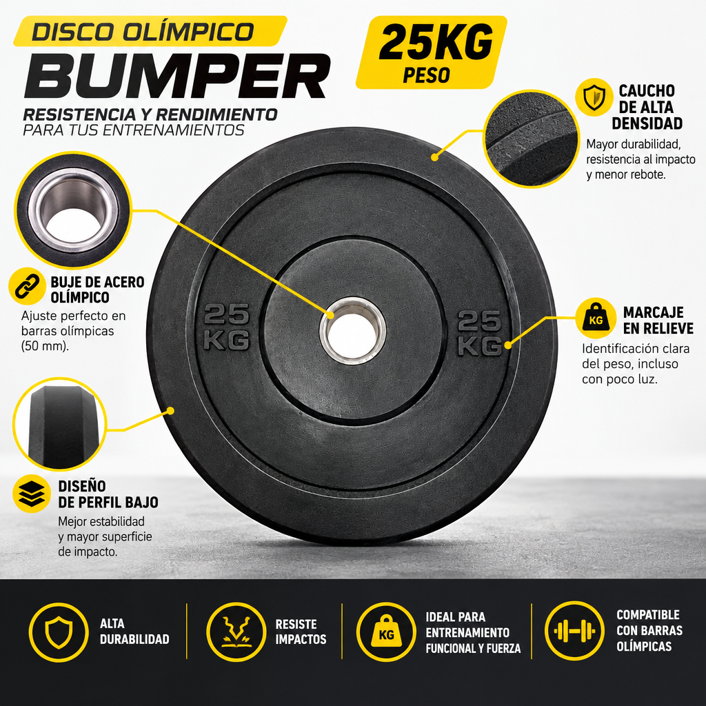 Disco Bumper Olimpico 25 kg 45 cm Unidad-1