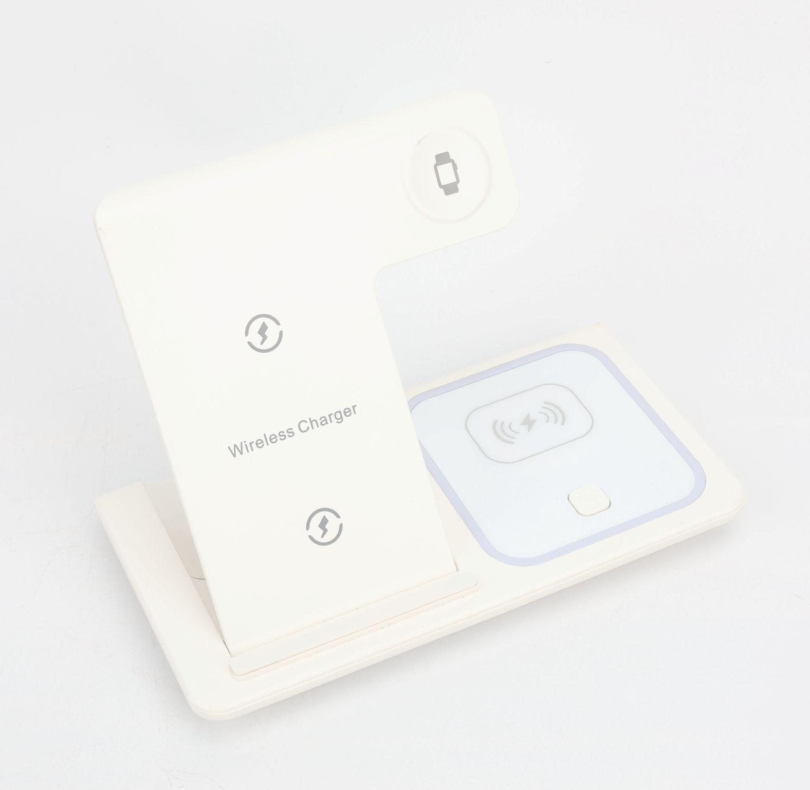 Cargador Inalambrico 3 en 1 Plegable 15W Blanco-0