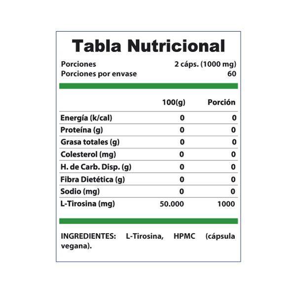 L-Tirosina 1000mg Control de peso 120 cápsulas-1