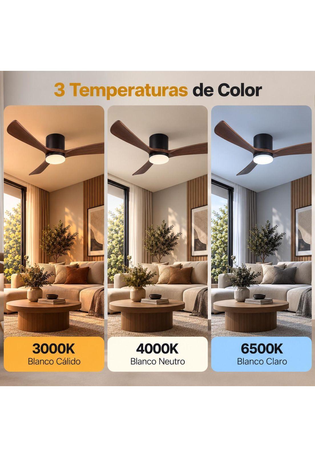 Ventilador de techo Sumo VT60 Negro Led 52" 3 Aspas de madera café-2