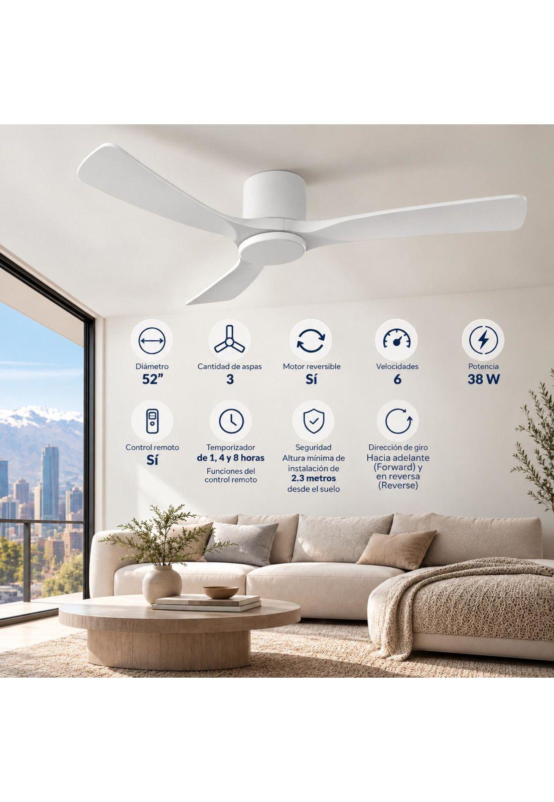 Ventilador de techo Sumo VT50 Blanco 52" 3 Aspas de madera blanco-1
