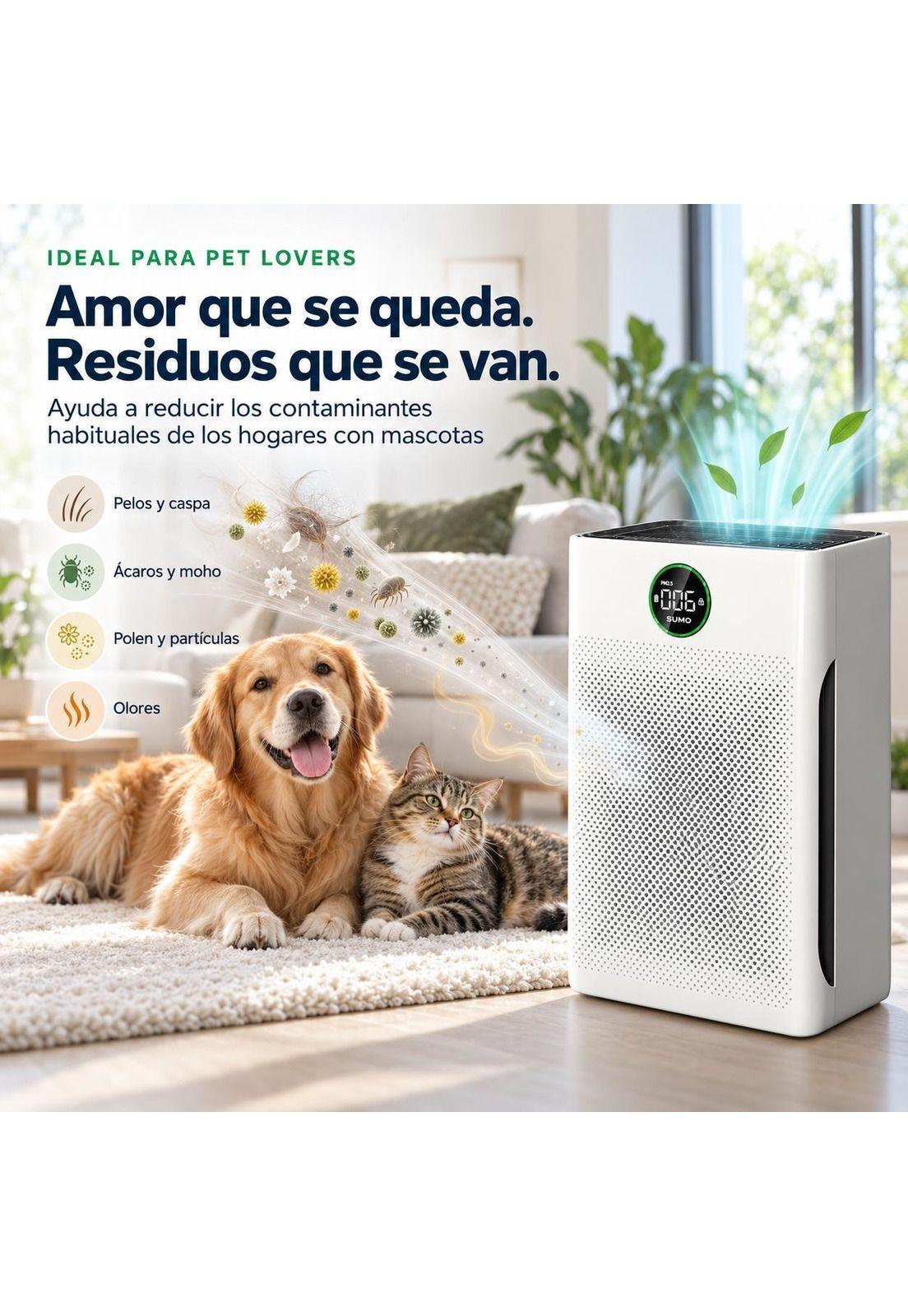 Purificador de Aire Sense PA-1: HEPA13, Modo Pet y Aromaterapia-4