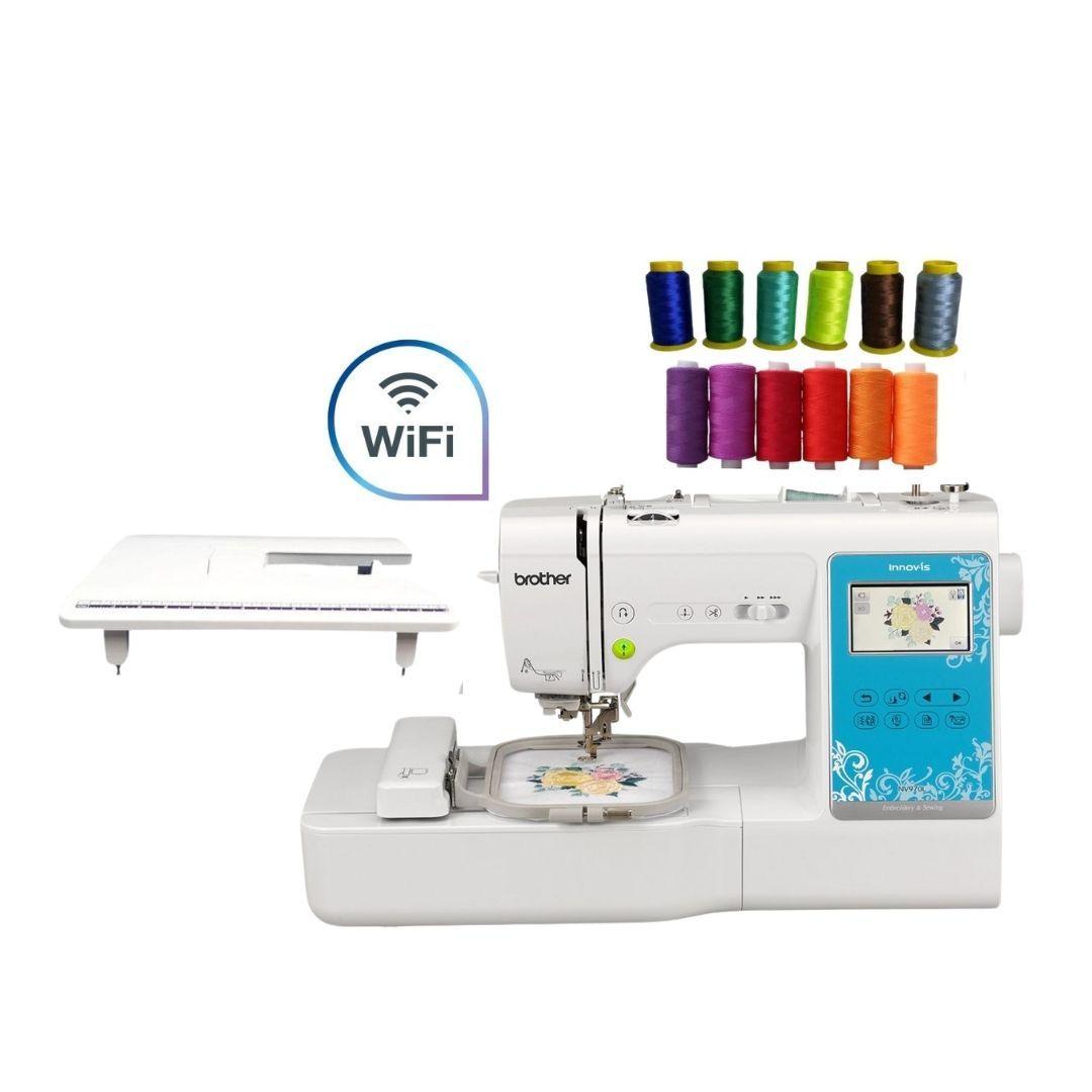 Máquina de coser Brother NV970L + 12 hilos regalo-0