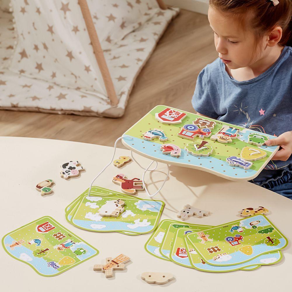 Juego De Enhebrar/enlazar. Temática: Granja.-2