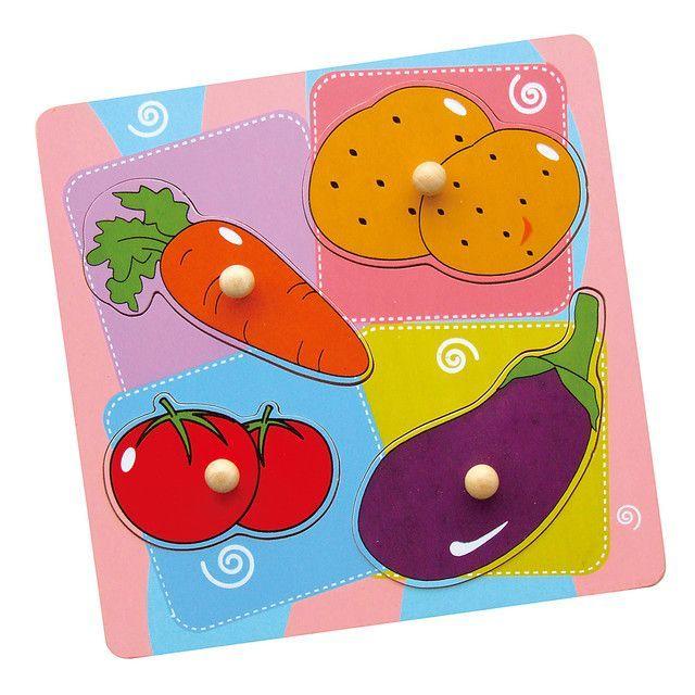 Juguete Madera Puzzle Tarugo 4 pz vegetales-0