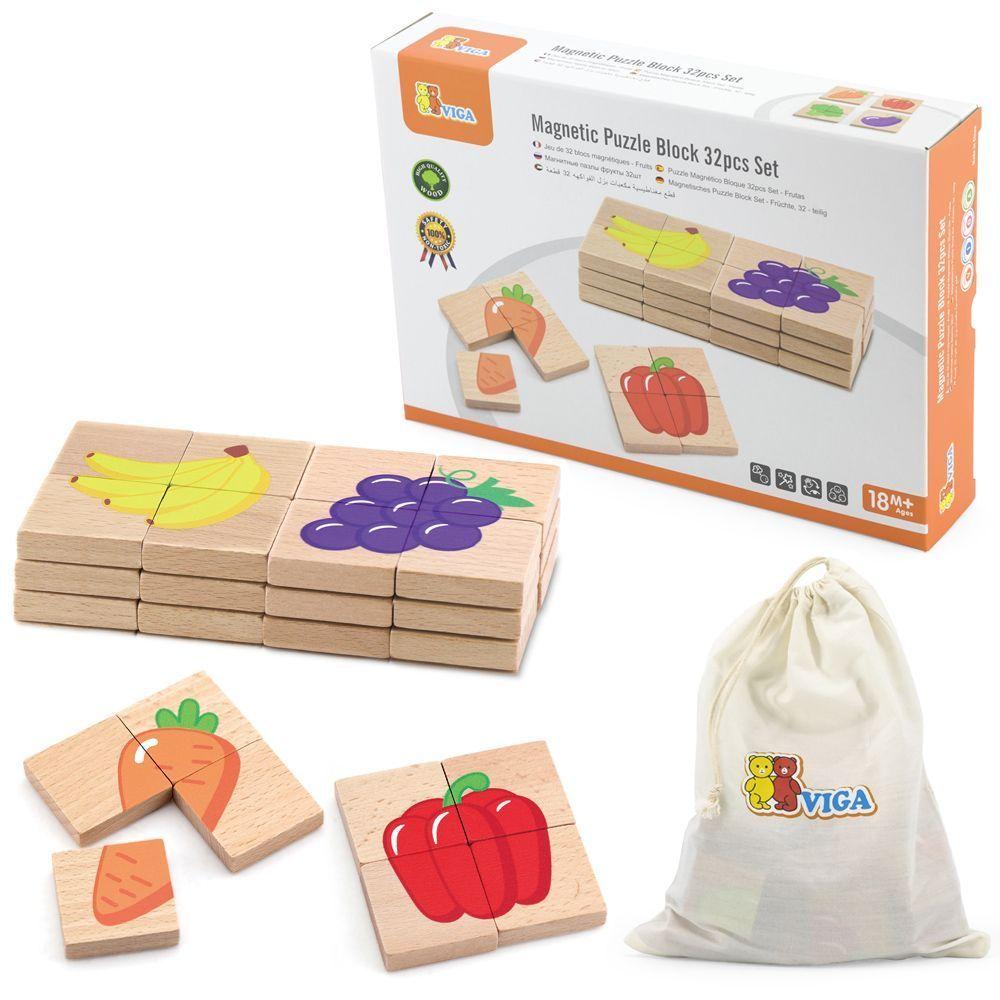 Juguete Madera Puzzles Magneticos Block Frutas 32 Pz-2