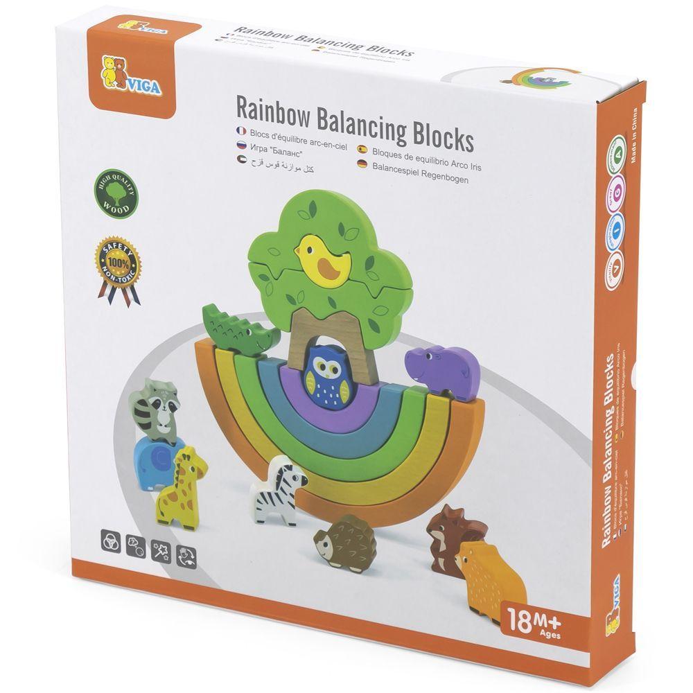 Juego Madera Bloques Balance Arcoiris-2