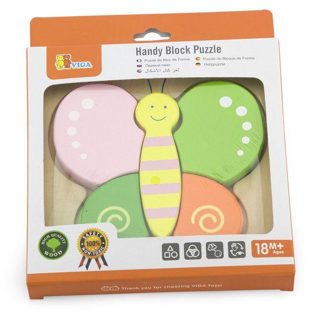 Juguete Madera Puzzle Relieve Mariposa 5 Pz-2