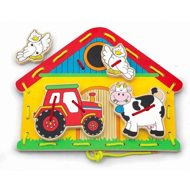 Juguete Madera Enlazar Granja -0