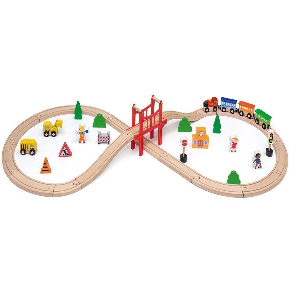 Juguete Madera Set tren 39 pz -0