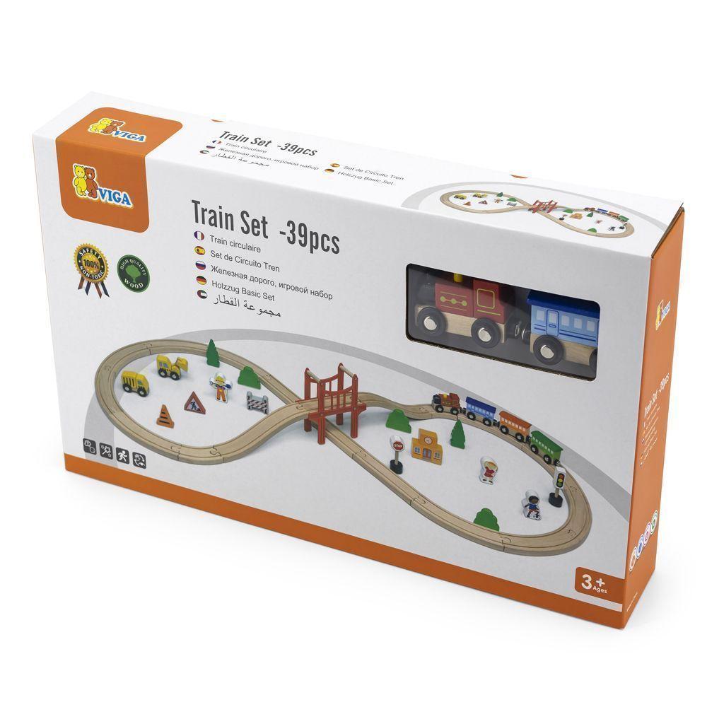 Juguete Madera Set tren 39 pz -1