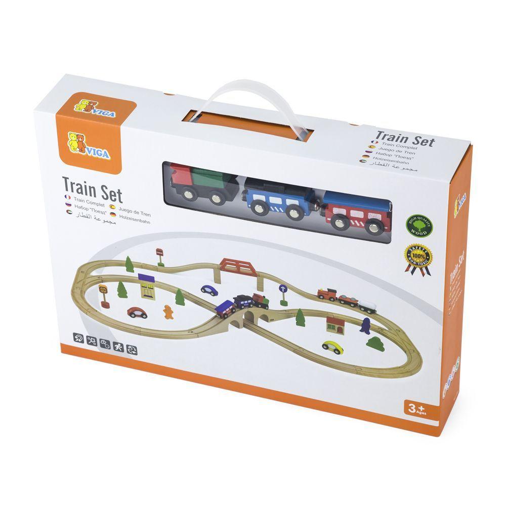 Juguete Madera Pista de Trenes con Accesorios 49 pz-3