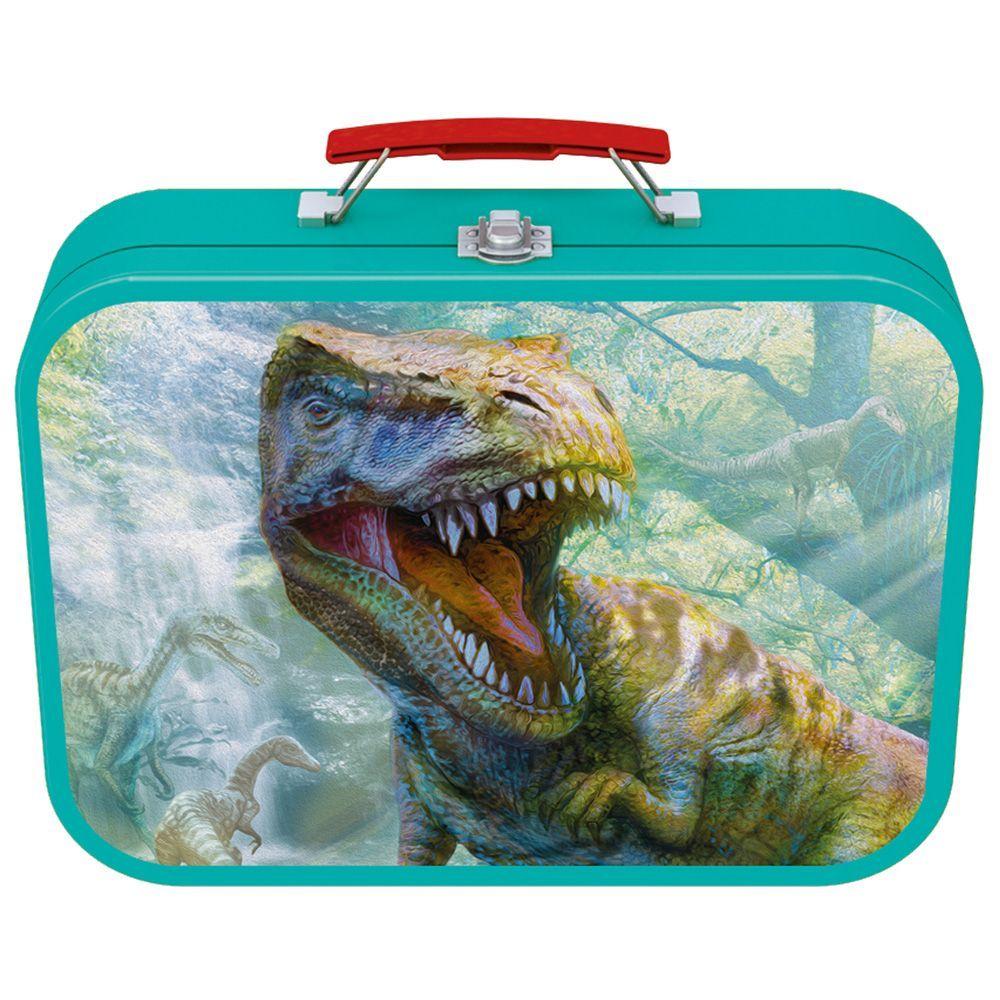 Puzzle 2 x 60, 2 x 100 piezas Dinosaurios Maleta Metal -1