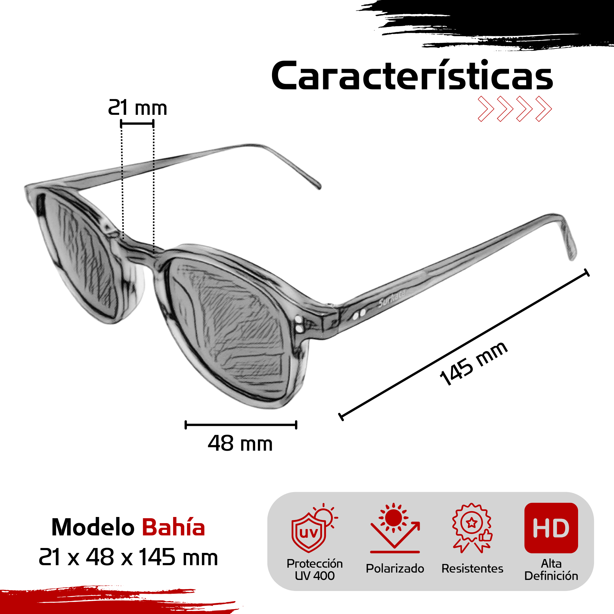 Lentes De Sol Surkate Modelo BAHIA Polarizados Uv400 Protección Y Estilo-4