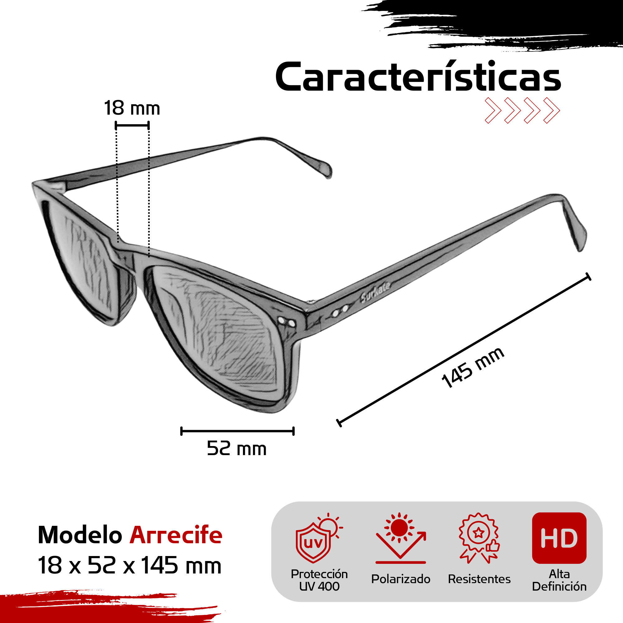 Lentes De Sol Surkate Modelo ARRECIFE Polarizados Uv400 Protección Y Estilo-4