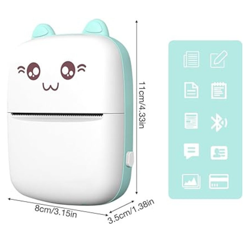 Mini Impresora Térmica Portátil Bluetooth Gatito + 1 Rollo-3