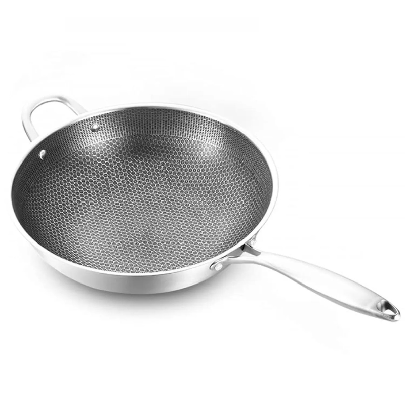 Wok Acero Inoxidable 34cm Antiadherente Panal Doble Asa Gas/Inducción-3