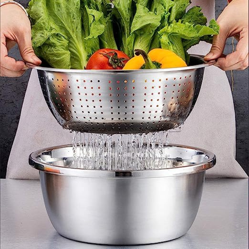 Set 1 Bowls 2 coladores Acero Inoxidable-4