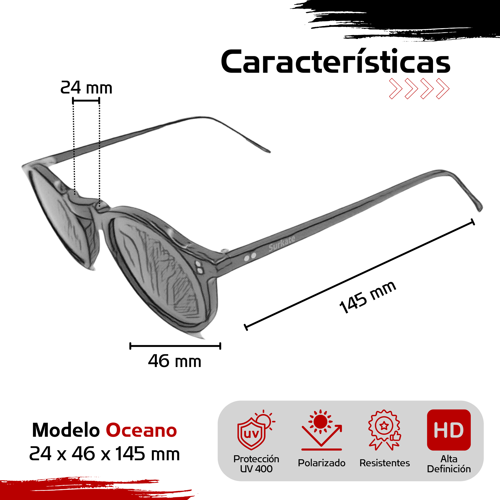 Lentes De Sol Surkate Modelo OCEANO Polarizados Uv400 Protección Y Estilo-4