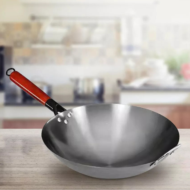 Wok tradicional chino de 34cm acero al carbono-4