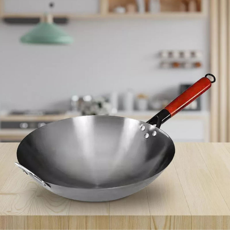 Wok tradicional chino de 34cm acero al carbono-5