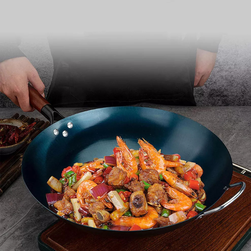 Wok tradicional chino de 34cm acero al carbono-6