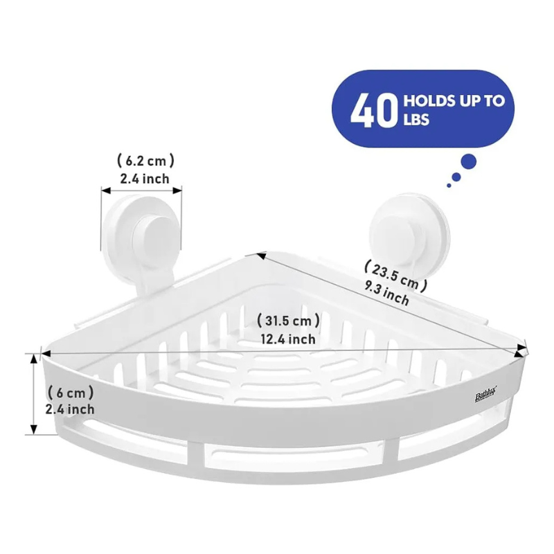 Organizador Bathlux Ventosa Succion Fuerte 4KG Estante Esquinero Sin Taladro-7