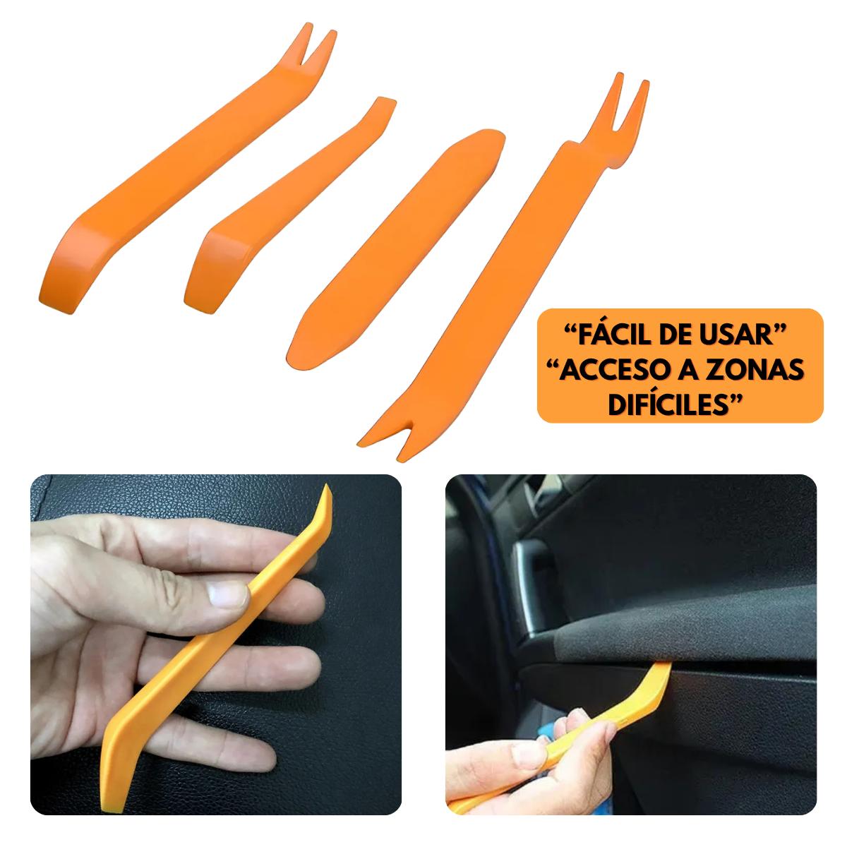 Kit Desmontaje Interior Auto 4 Piezas Herramientas Plasticas Paneles 4 piezas-2