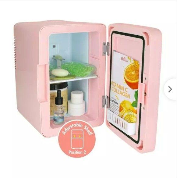 Mini Refrigerador Skincare maquillaje FríoCalor Espejo y Luz-6