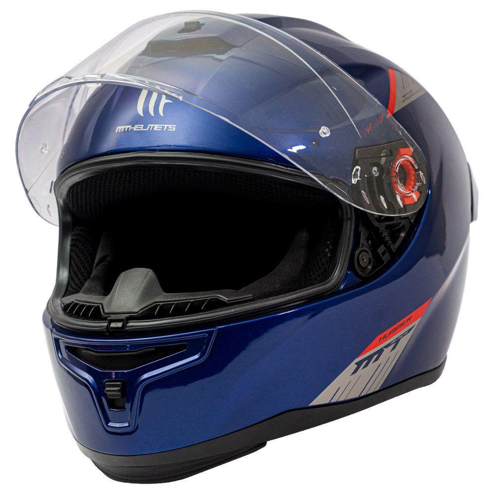 Casco De Moto Mt Helmets Hummer Solid A7 Azul + Regalo-3