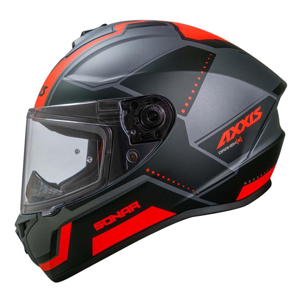 Casco De Moto Axxis Draken Sonar B15 Rojo Fluor Mate-0