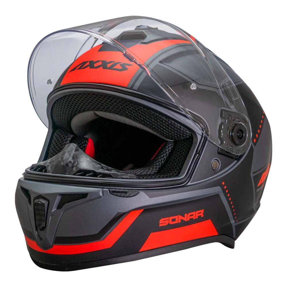 Casco De Moto Axxis Draken Sonar B15 Rojo Fluor Mate-2