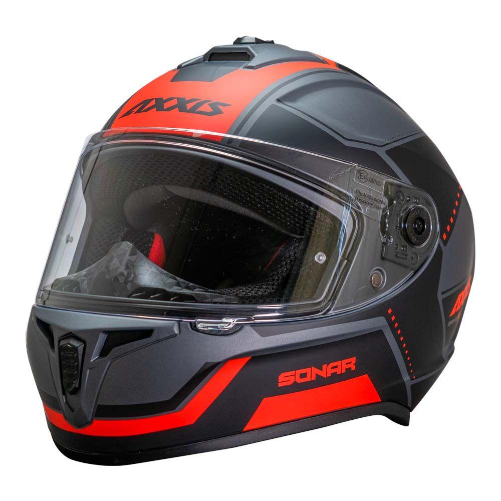 Casco De Moto Axxis Draken Sonar B15 Rojo Fluor Mate-1