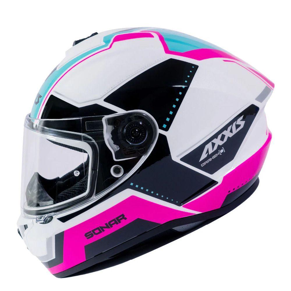 Casco para moto Axxis FF112C Draken S Sonar A8 Rosa Fluor Brillo-2