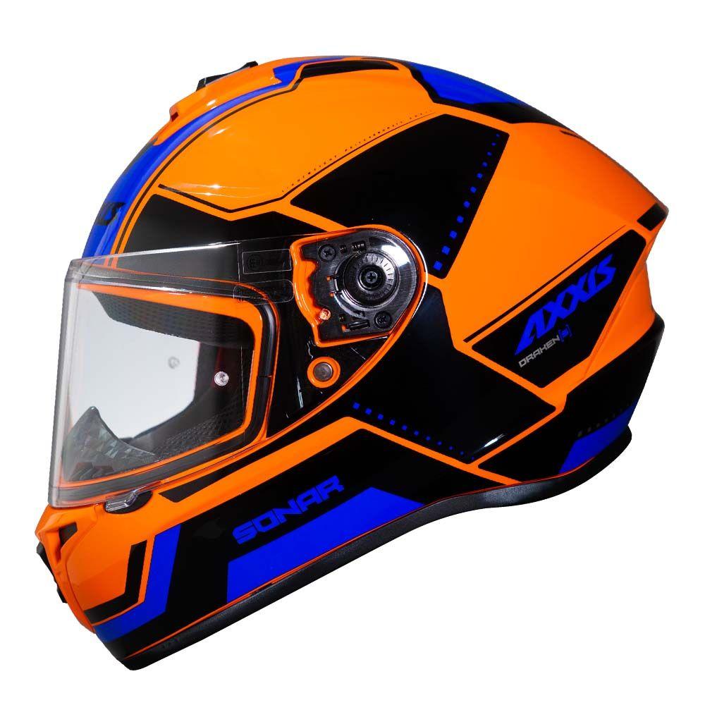 Casco De Moto Axxis Draken Sonar C4 Naranja Brillo-0