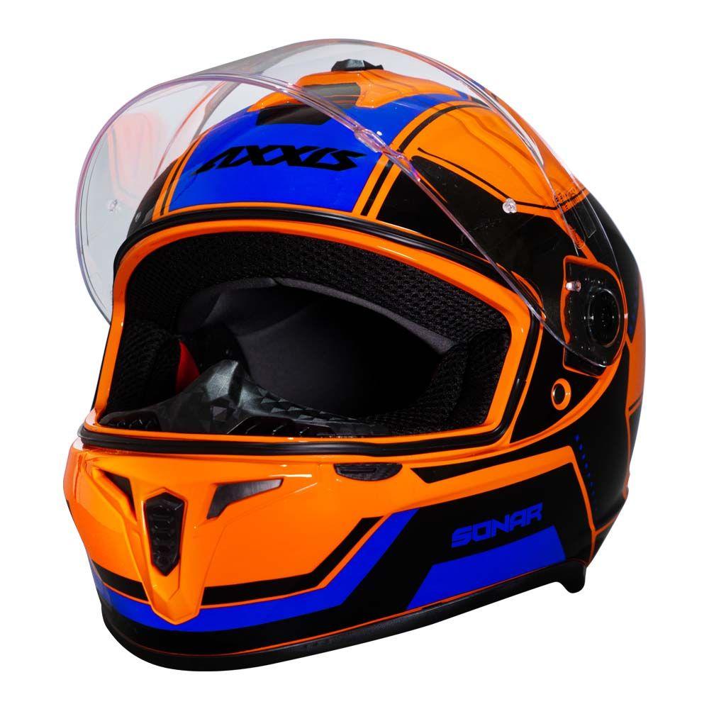 Casco De Moto Axxis Draken Sonar C4 Naranja Brillo-2