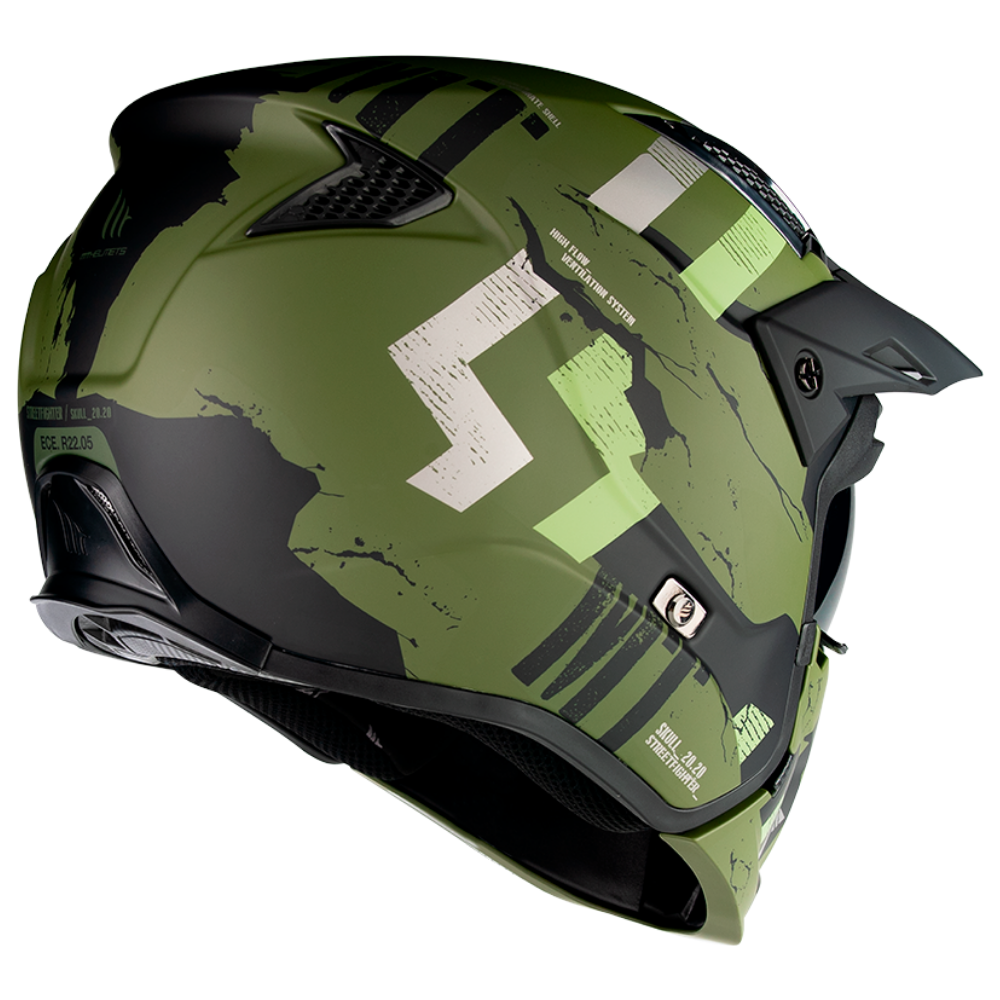 Casco De Moto Mt Helmets Streetfighter Sv Skull A16 Verde-2