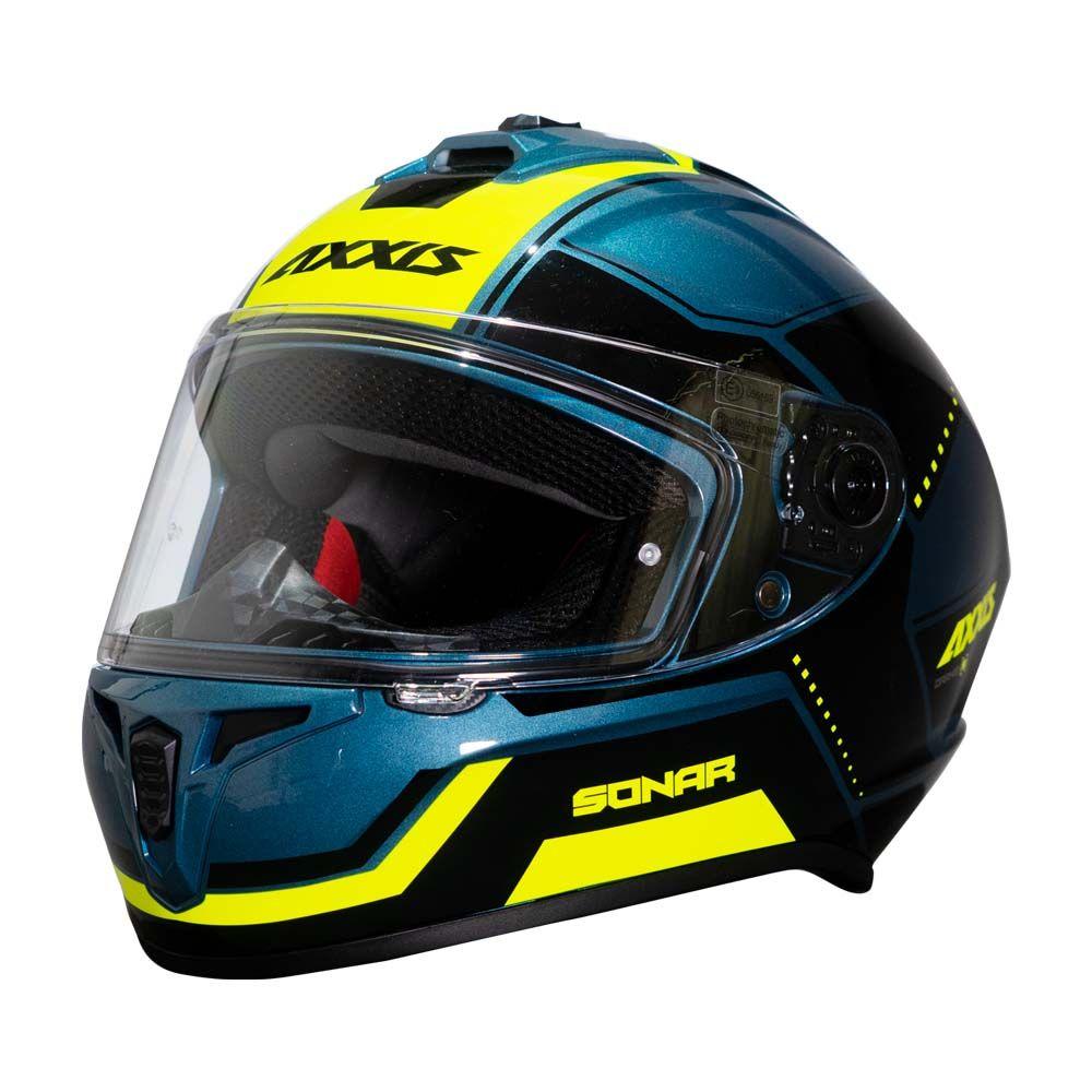 Casco De Moto Axxis Draken S Sonar E17 Azul Brillo-1