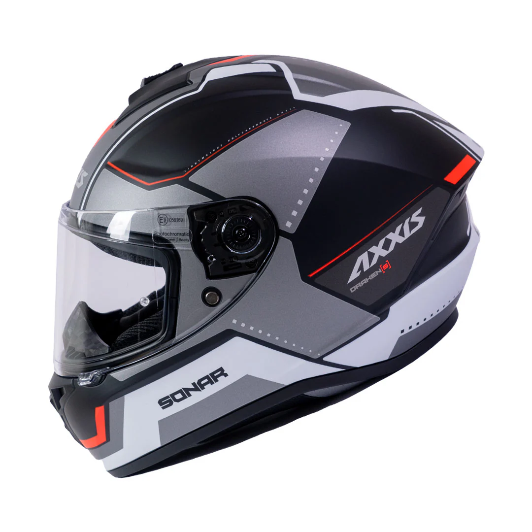 Casco para moto Axxis FF112C Draken S Sonar B15 Rojo Fluor Mate-3