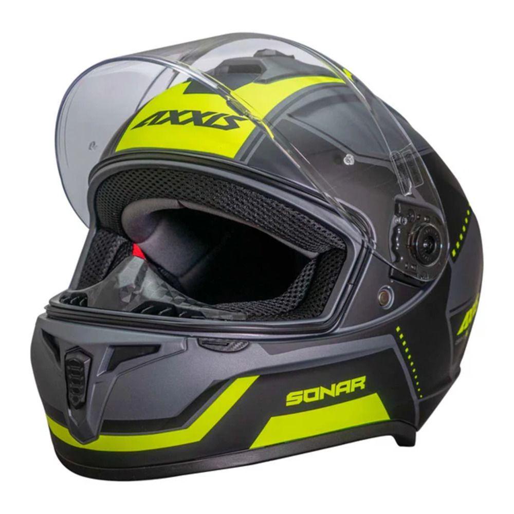 Casco para moto Axxis FF112C Draken S Sonar D3 Amarillo Fluor Mate-2
