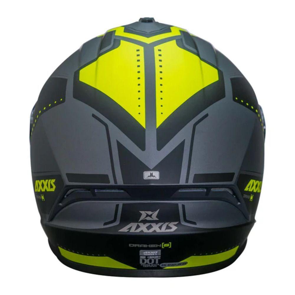 Casco para moto Axxis FF112C Draken S Sonar D3 Amarillo Fluor Mate-3