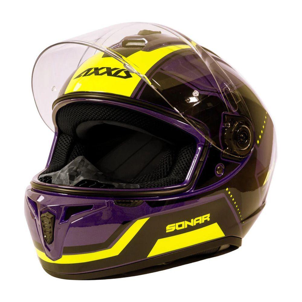 Casco para moto Axxis FF112C Draken S Sonar E3 Amarillo Fluor Brillo-2