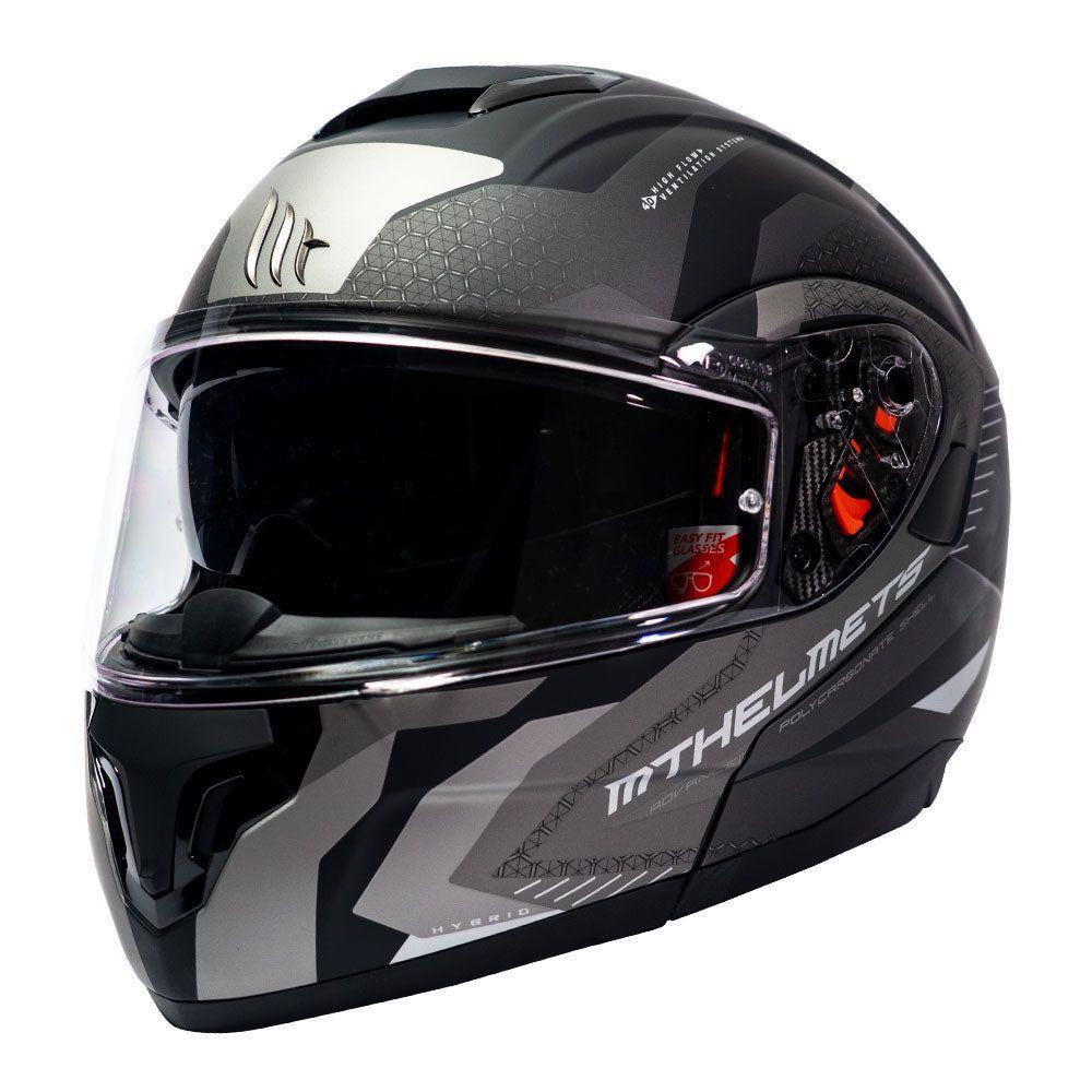 Casco de Moto MT Helmets - ATOM SV Híbrido E2 Gris Mate + Antiempañante Fogoff-2