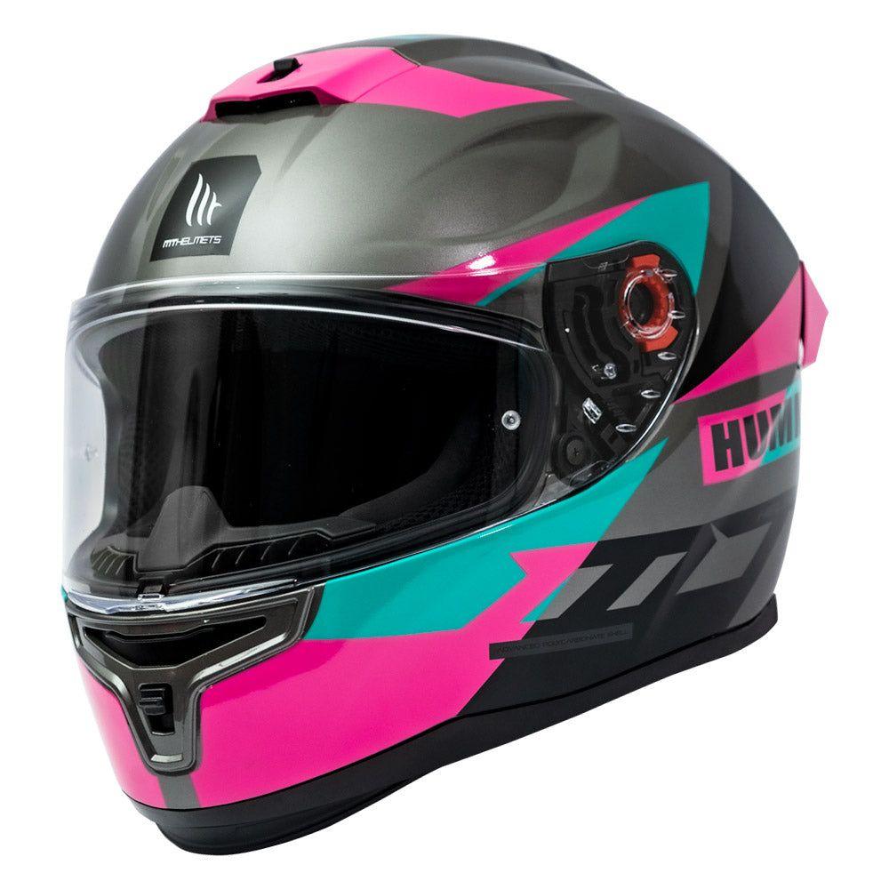 Casco De Moto Mt Helmets Hummer Quo C9 Rosa Brillo + Regalo-2