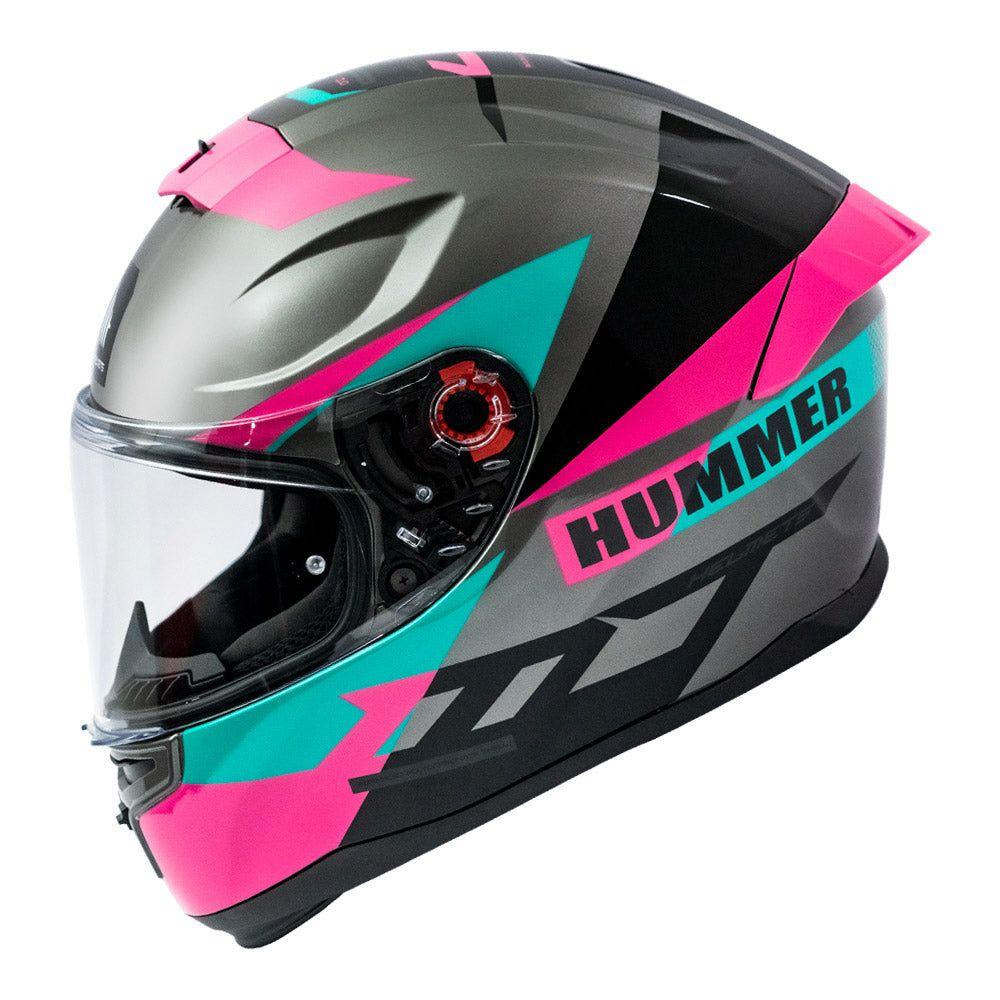 Casco De Moto Mt Helmets Hummer Quo C9 Rosa Brillo + Regalo-1