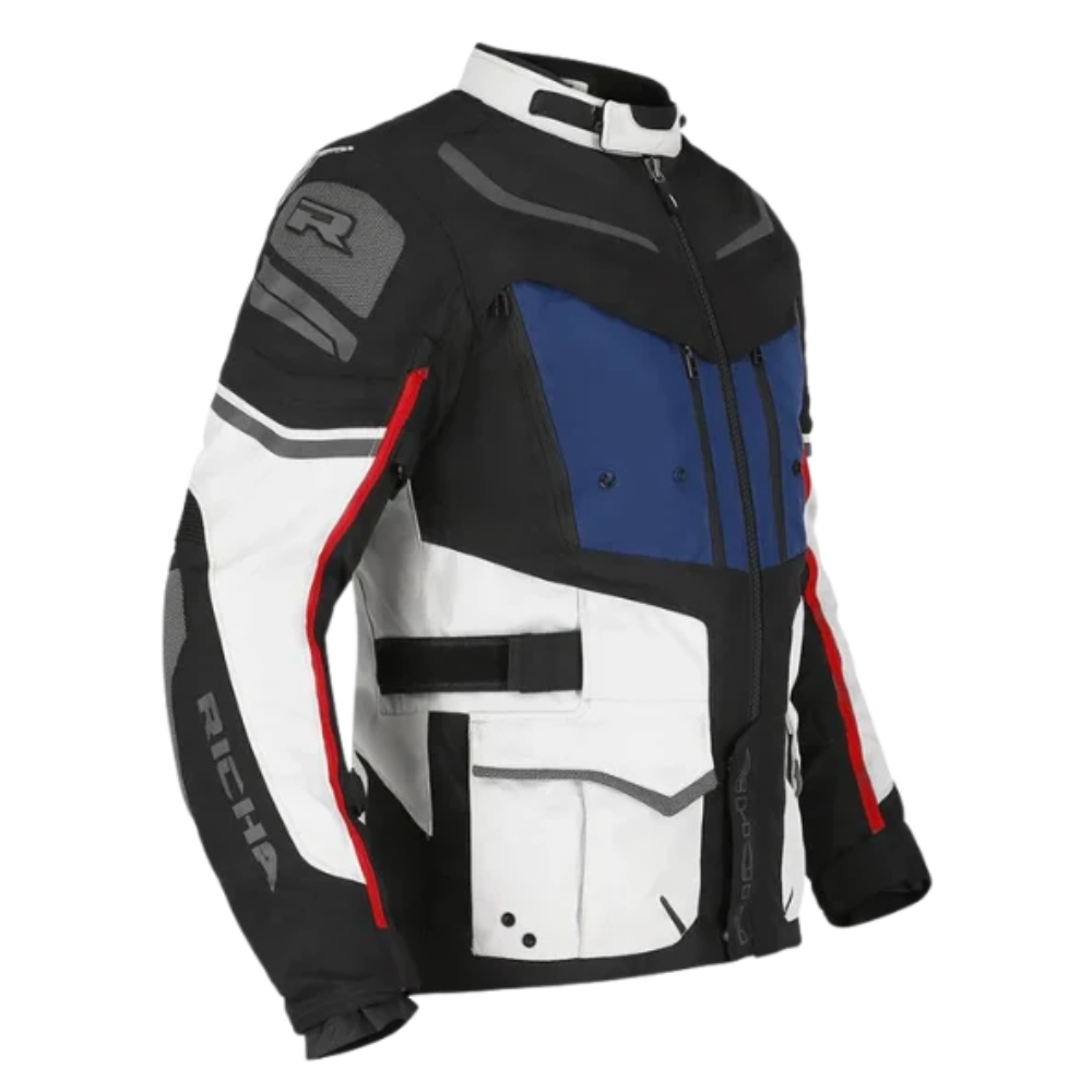 Chaqueta impermeable Richa Infinity 2 Adventure Gris Claro/Azul/Rojo-1