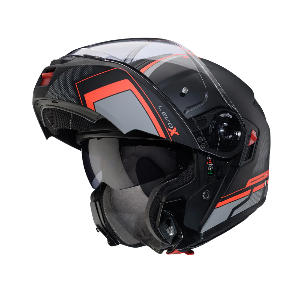 Casco para moto Caberg Levo X Elite Matt Back/Grey/Red Fluor-3